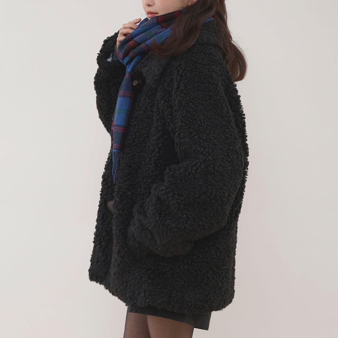 MUHET プードルシャギーダッフルコート 古着 Sサイズ