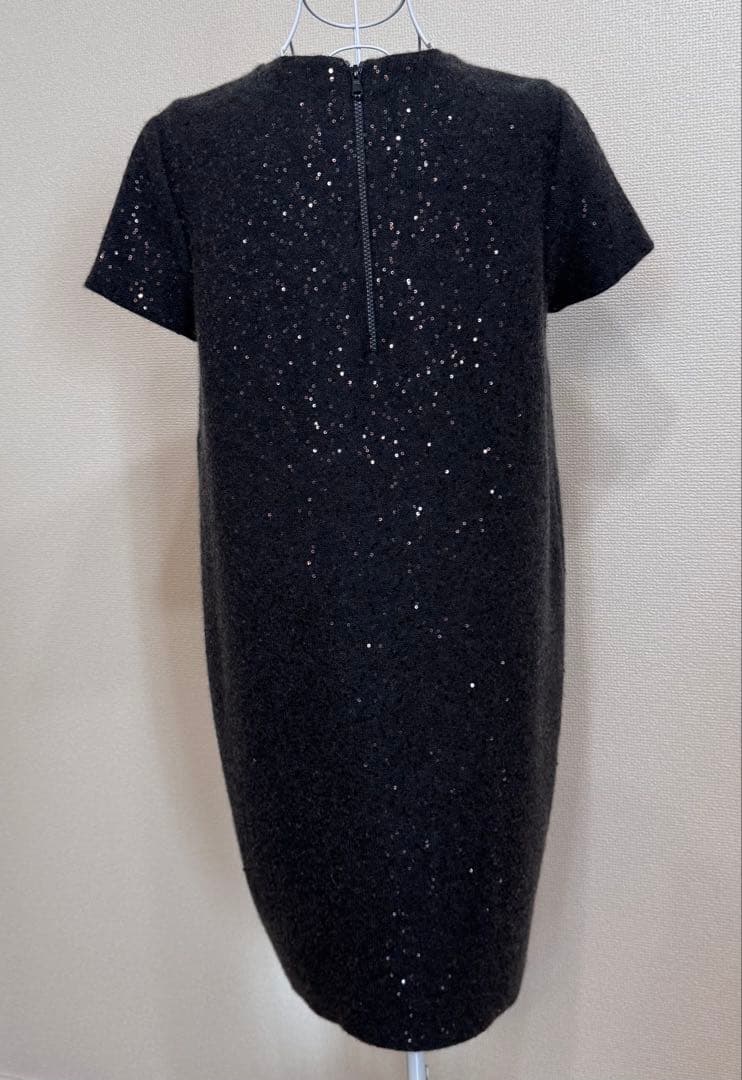 ブルネロクチネリ カシミヤ混スパンコールワンピ L サイズ イタリア製【美品】