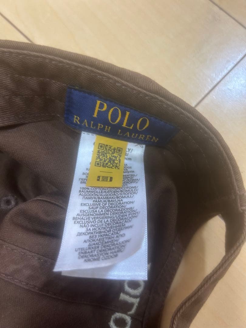 ポロラルフローレン　キャップ　ブラウンxホワイトベージュロゴ