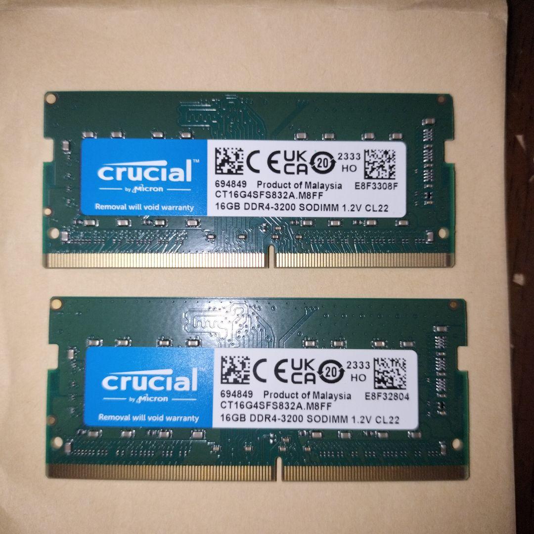 Crucial DDR4-3200 32GB(16GB×2)SODIMM