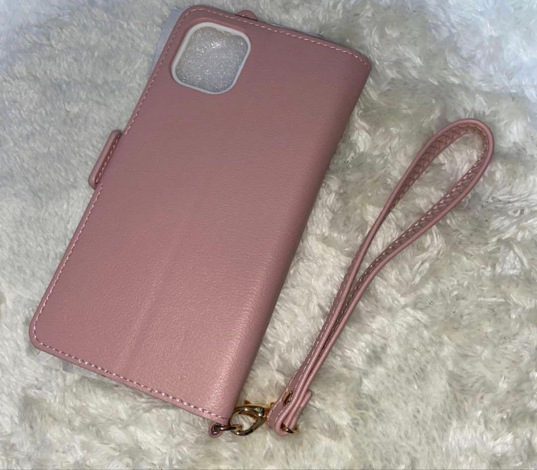 iPhone11用手帳型ケース アプリコットピンク