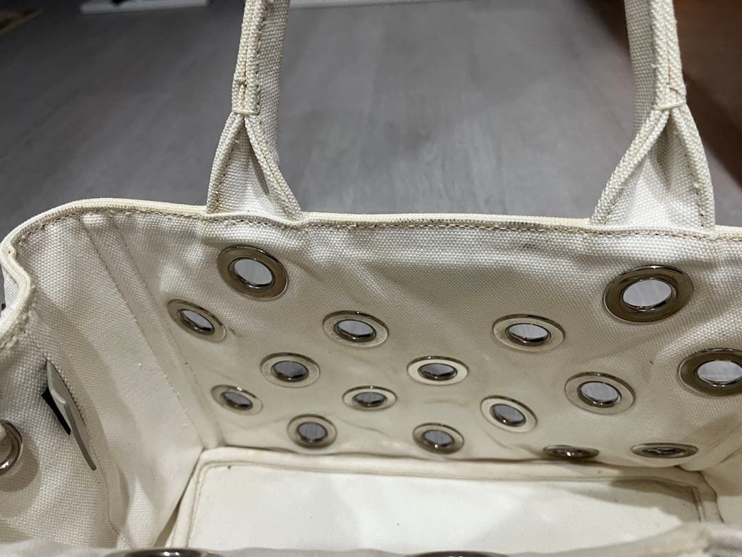 【まりあ】 PRADA プラダ ホワイト カナパ ハンドバッグ