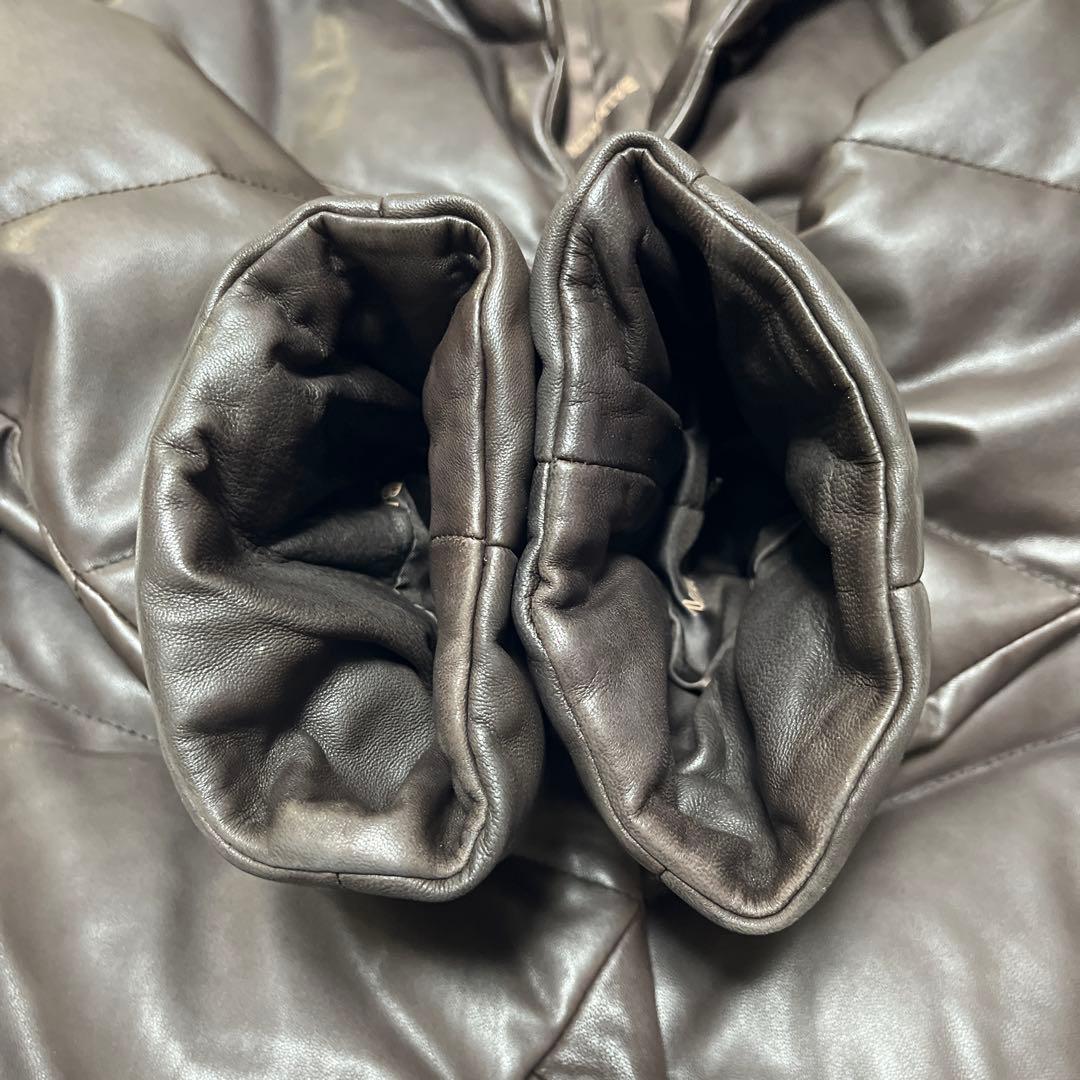 BALMAIN バルマン　ブラウン　羊革　レザー　ダウンジャケット　11号