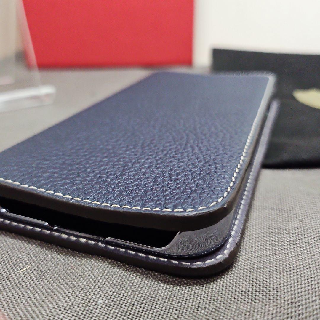 美品 BONAVENTURAボナベンチュラ iPhone用手帳型ケース ネイビー