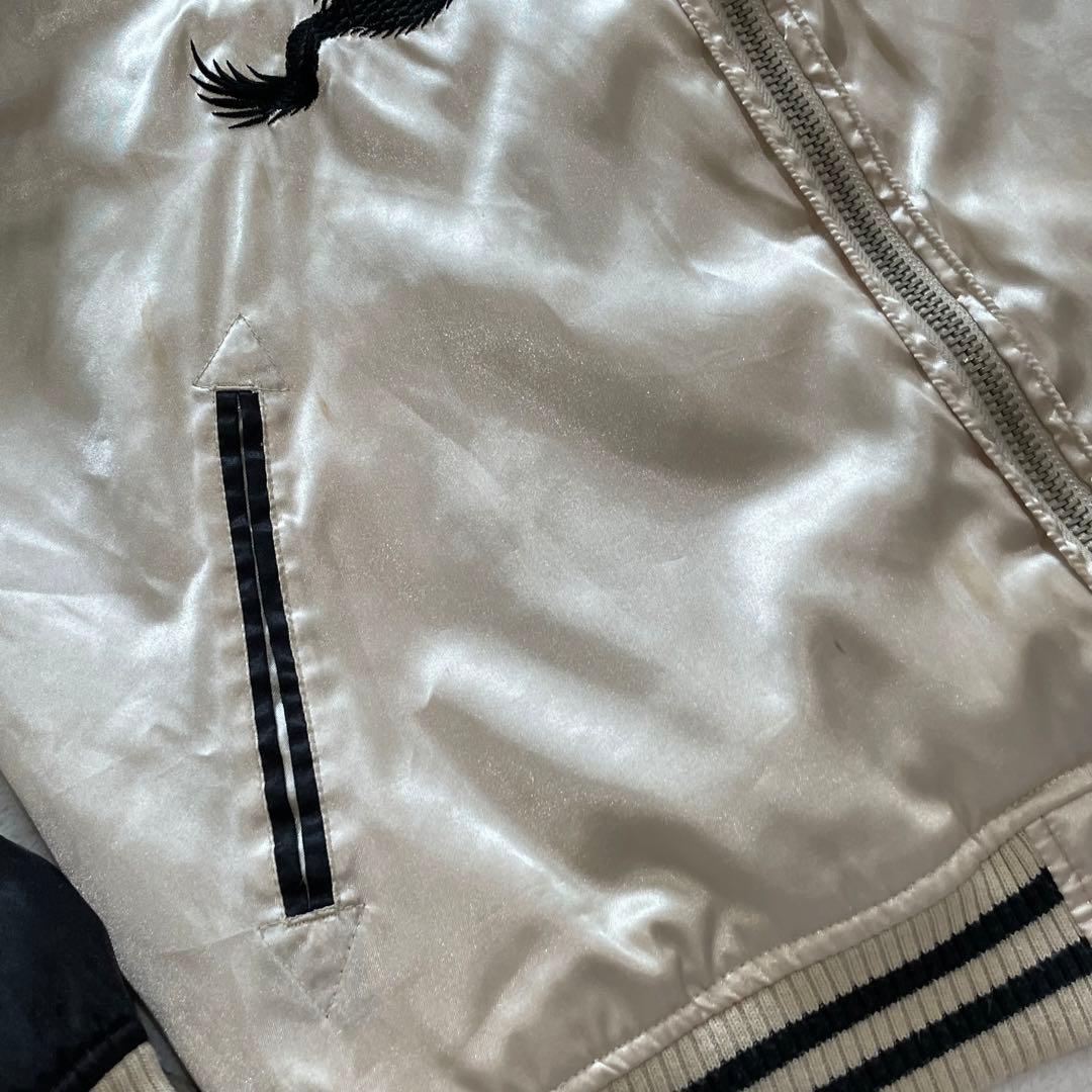 た*様 ドッグタウン スカジャン 黒龍 両面刺繍 スカル 花 歌舞伎 和柄 ブラ