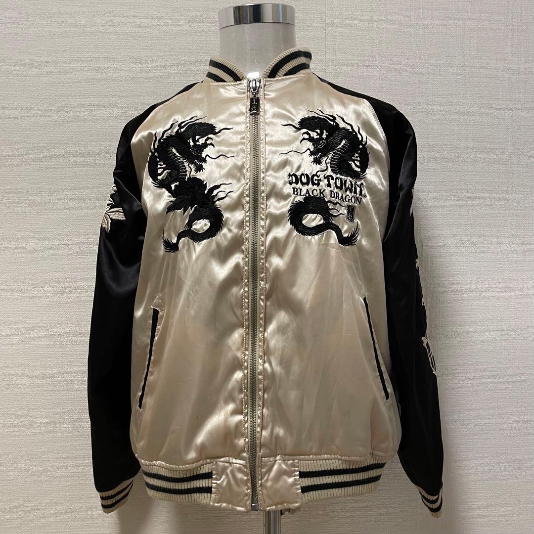 た*様 ドッグタウン スカジャン 黒龍 両面刺繍 スカル 花 歌舞伎 和柄 ブラ