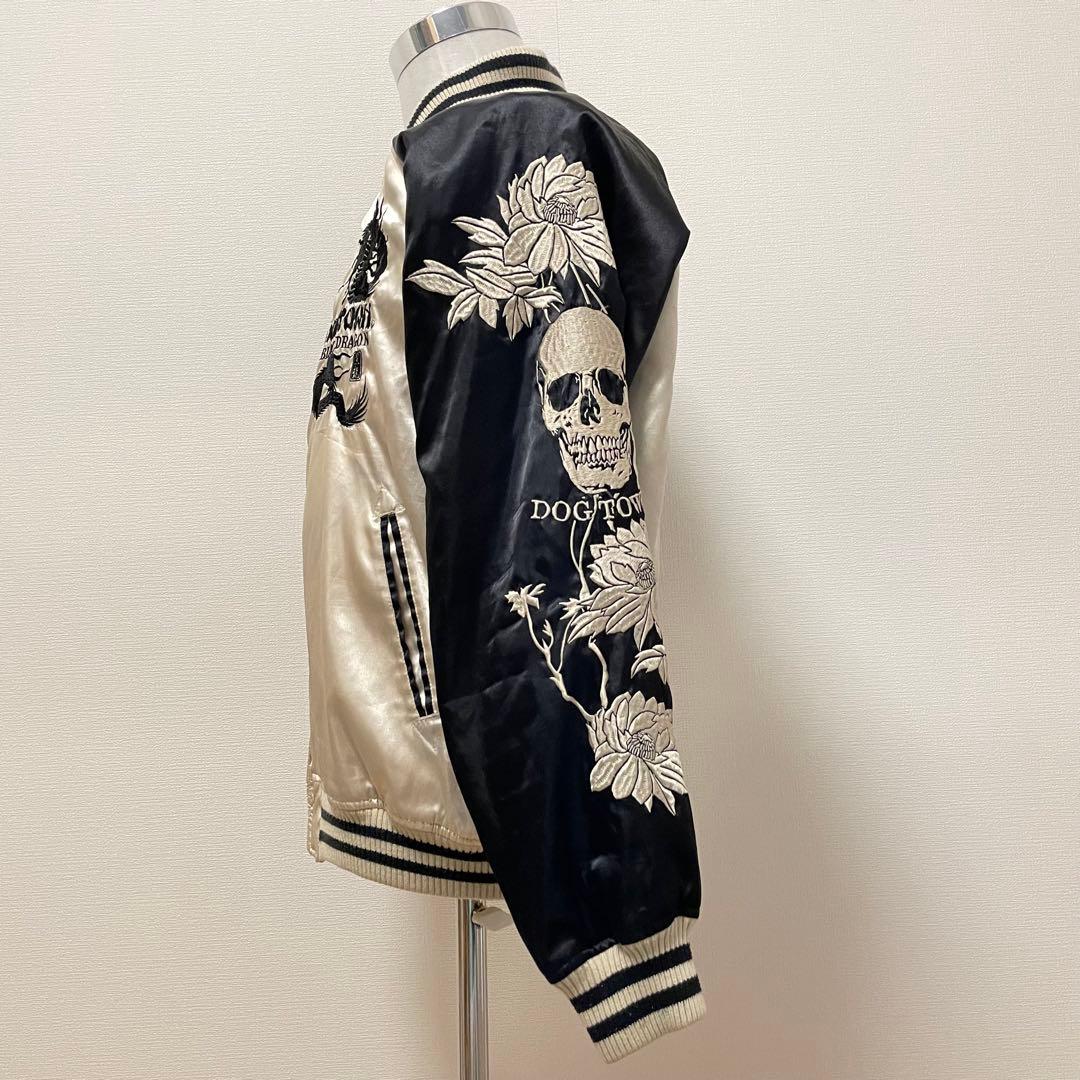 た*様 ドッグタウン スカジャン 黒龍 両面刺繍 スカル 花 歌舞伎 和柄 ブラ