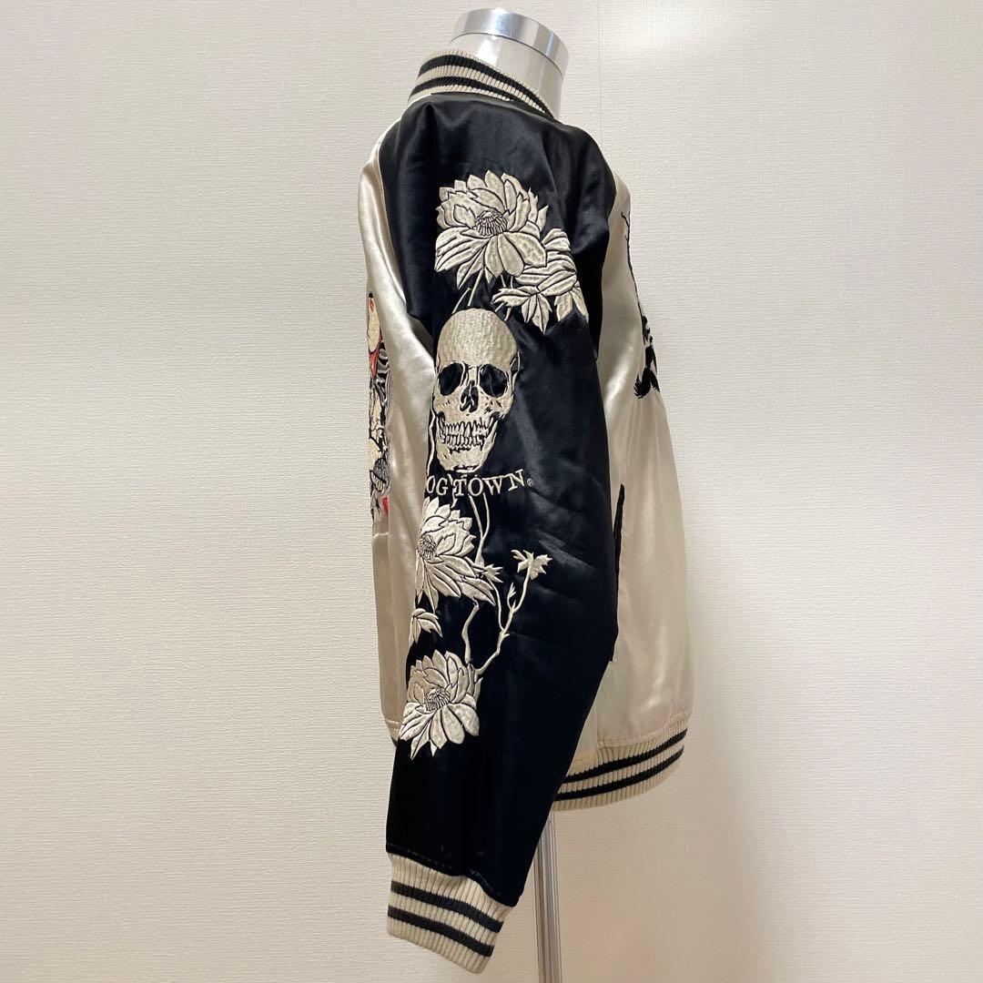 た*様 ドッグタウン スカジャン 黒龍 両面刺繍 スカル 花 歌舞伎 和柄 ブラ