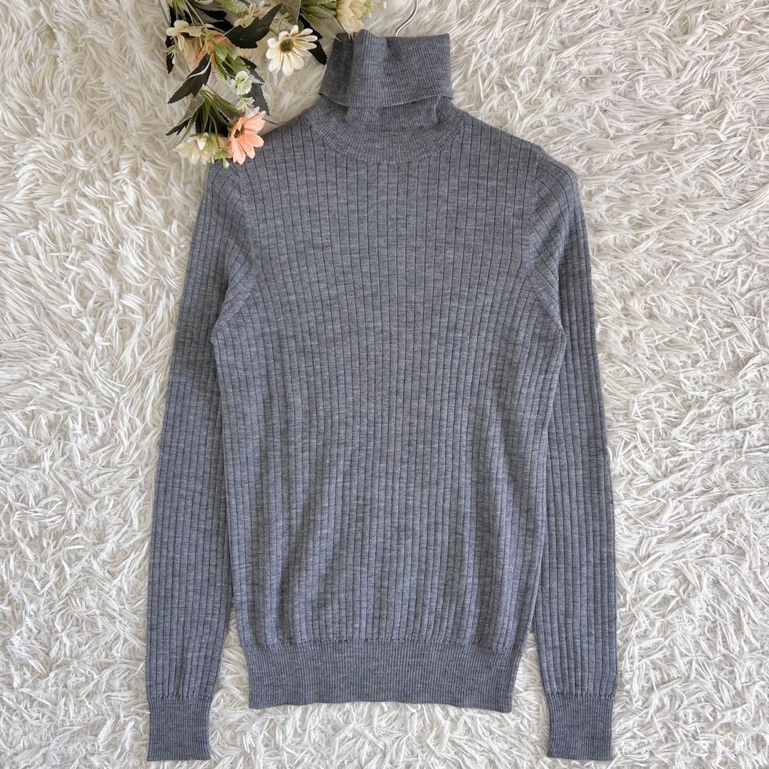 Drawer ドゥロワー カシミヤ シルク リブ タートル ネック ニット