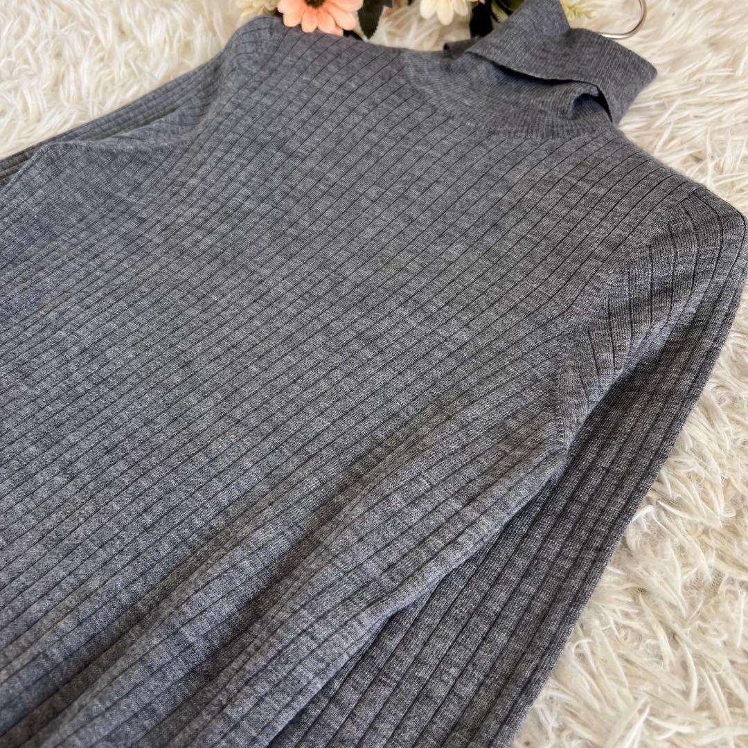 Drawer ドゥロワー カシミヤ シルク リブ タートル ネック ニット