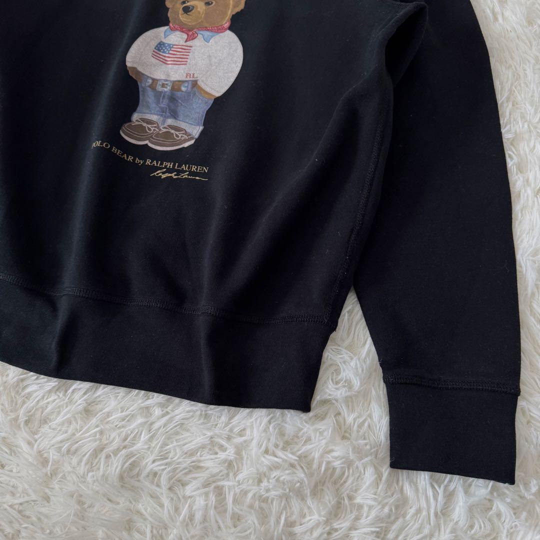 ポロラルフローレン ポロベア スウェット 裏起毛 星条旗 黒 美品