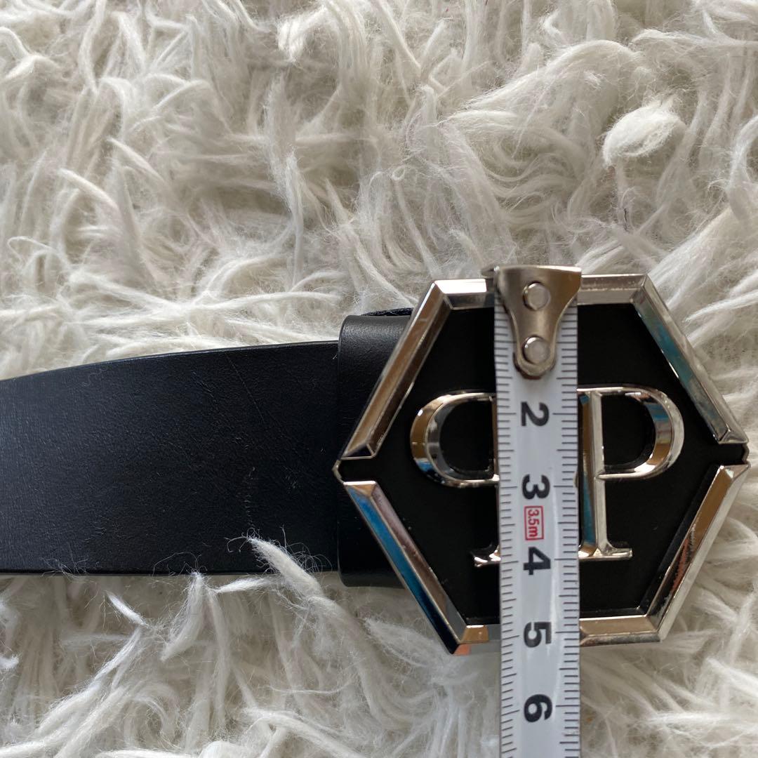 希少　Philipp Plein ベルト　ロゴ入り　ブラック