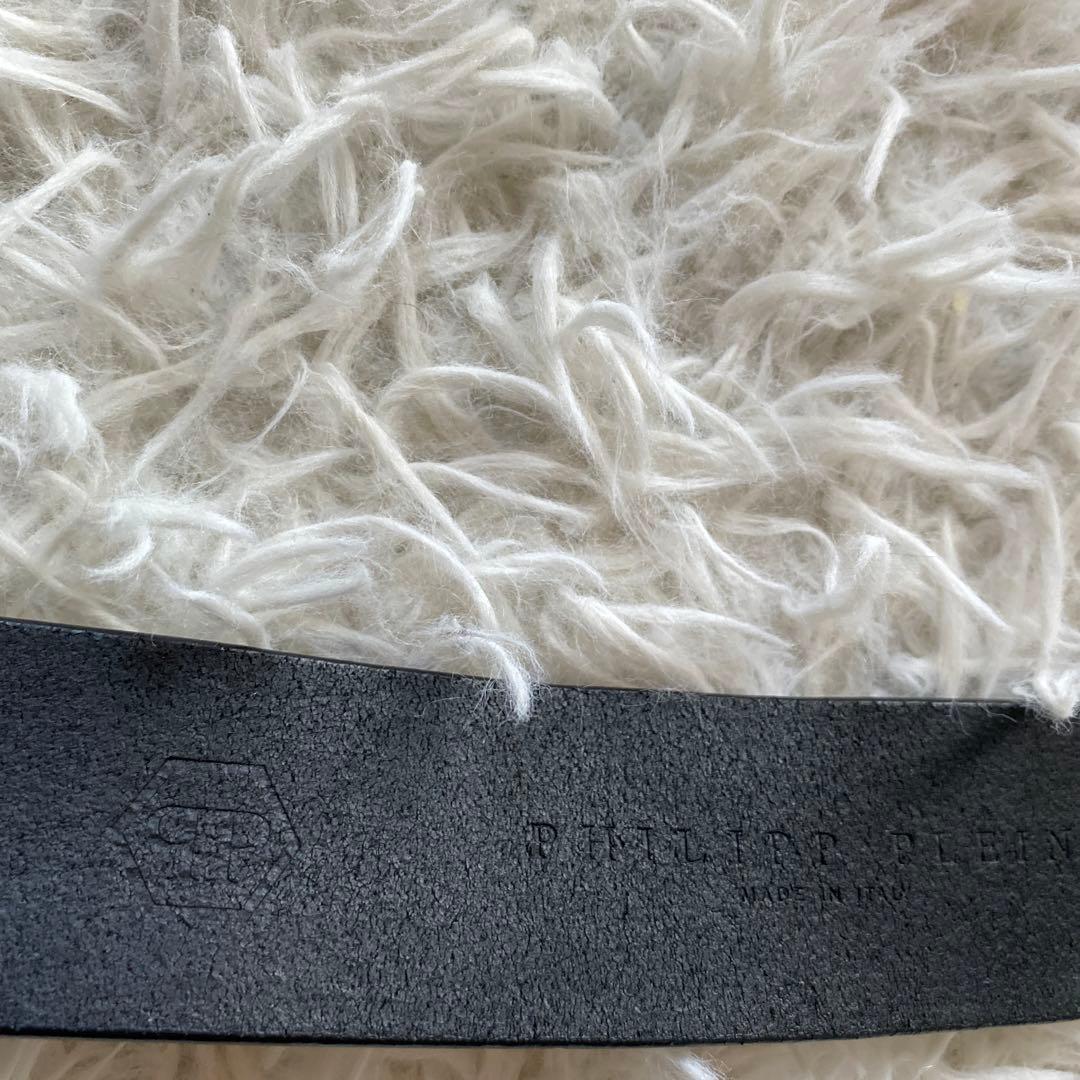 希少　Philipp Plein ベルト　ロゴ入り　ブラック