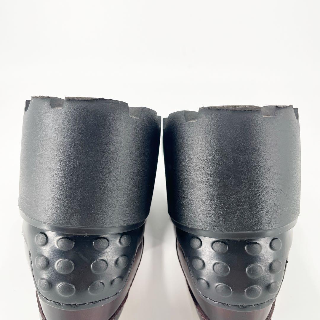 美品　トッズ　T金具　ローファー　革靴　ヒール　厚底　バーガンディ　レザー