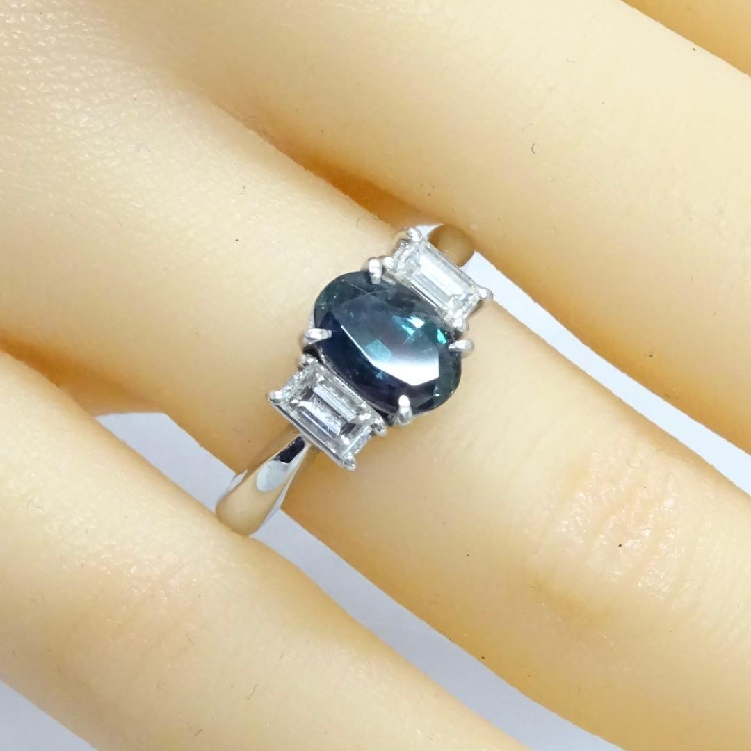 アレキサンドライト1.48ctダイヤモンド プラチナpt900リング指輪12号弱