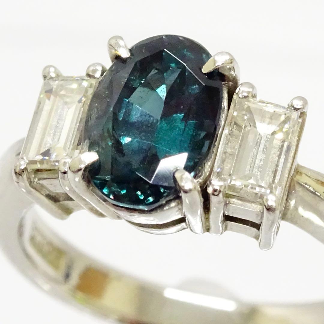 アレキサンドライト1.48ctダイヤモンド プラチナpt900リング指輪12号弱