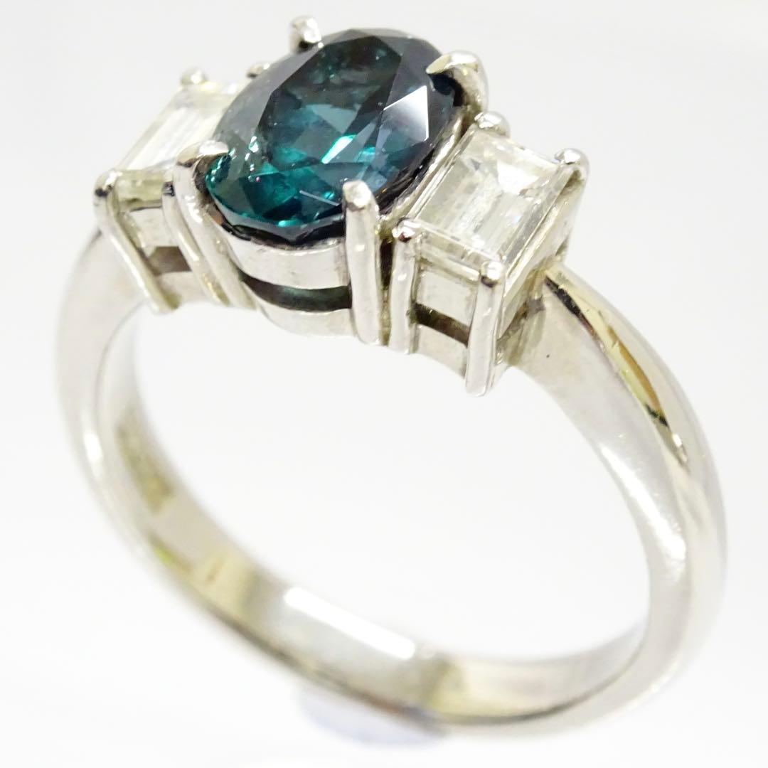 アレキサンドライト1.48ctダイヤモンド プラチナpt900リング指輪12号弱