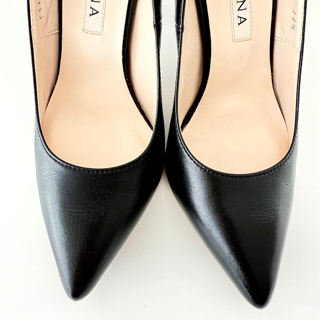 ☆未使用級　DIANA パンプス フラワーカット ポインテッド ダイアナ 黒