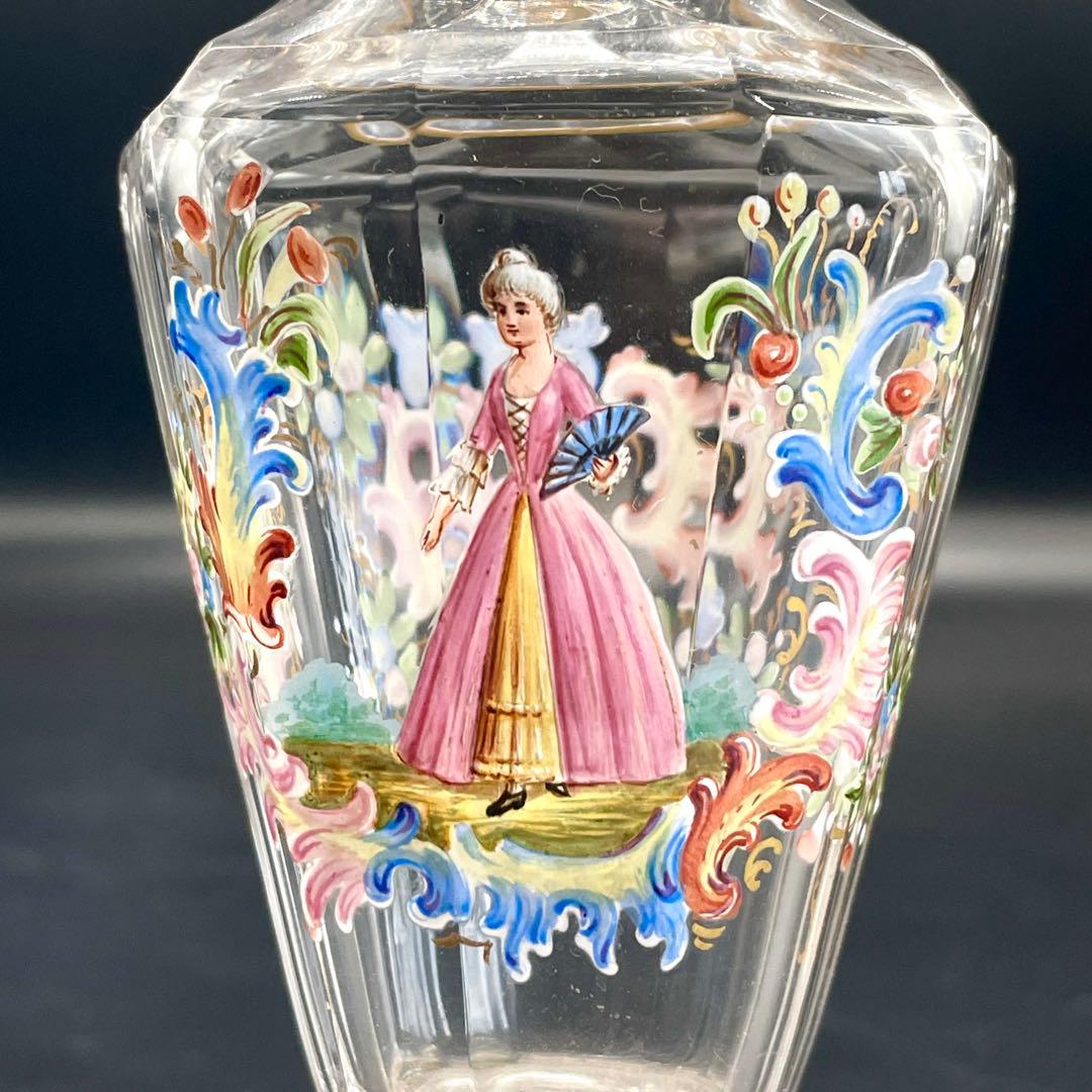 Lobmeyr ロブマイヤー 金彩エナメル 花柄 貴婦人 花瓶 ペアセット