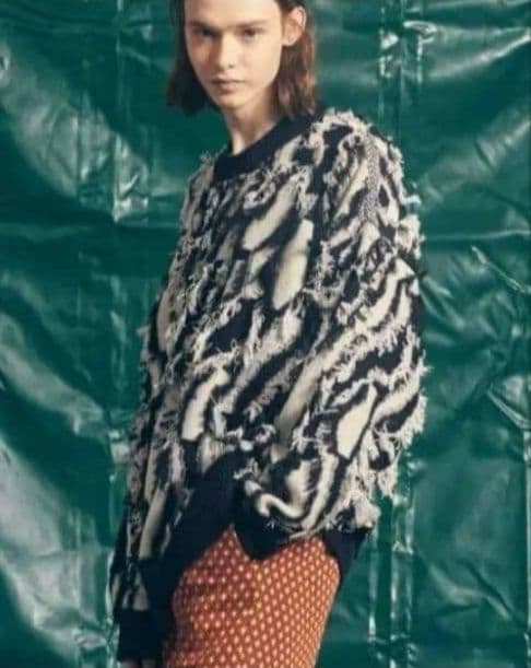 美品✨MAISON SPECIAL★オーバーサイズ/フリンジ/立体ゼブラ/ニット