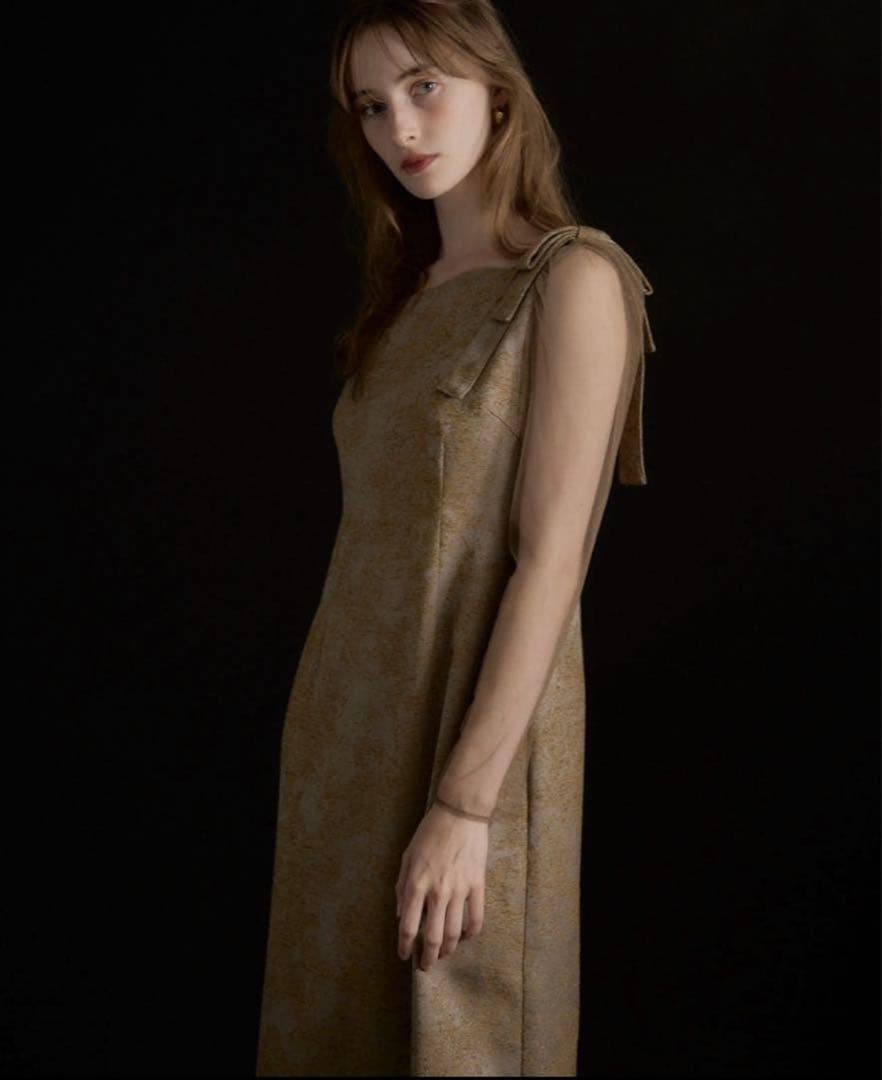 専用shoulder ribbon jacquard dress