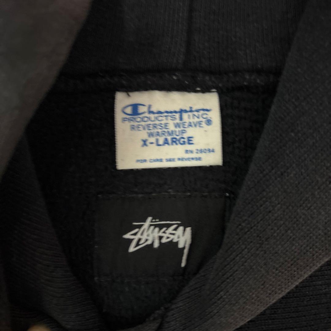 STÜSSY SPORT パーカー 黒 Championロゴ付き