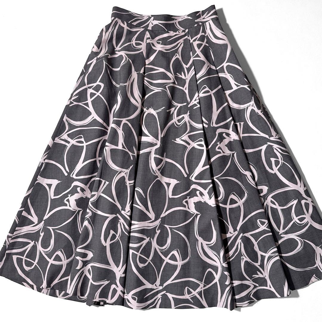 アナイ ウールトロピカルプリントアシメタック スカート