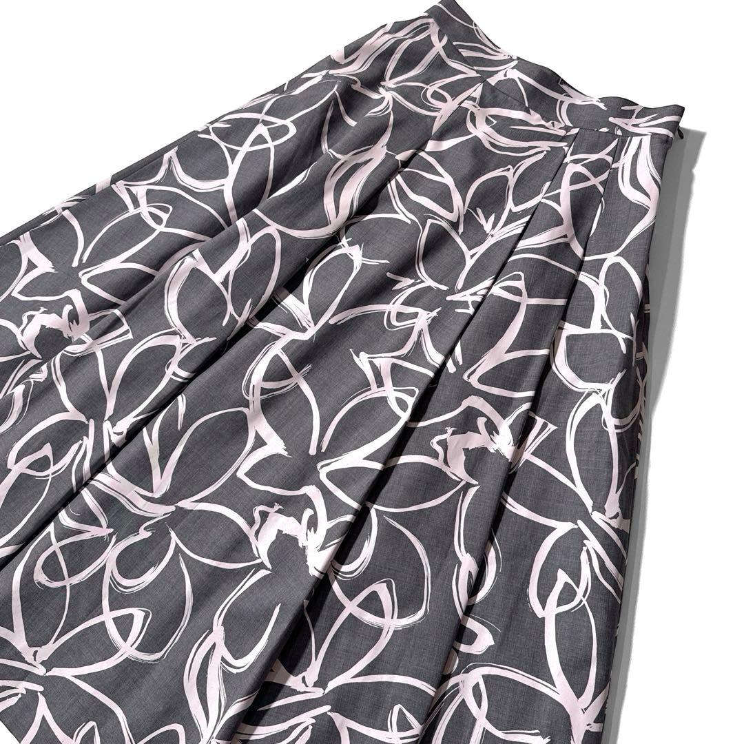 アナイ ウールトロピカルプリントアシメタック スカート