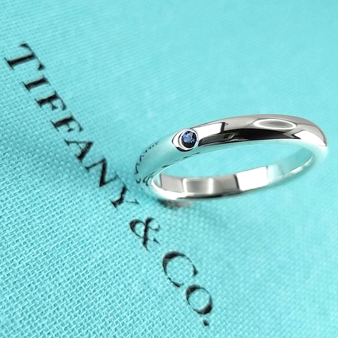 ◆SALE【ティファニー】スタッキングバンド　サファイア　リング　９号　2202