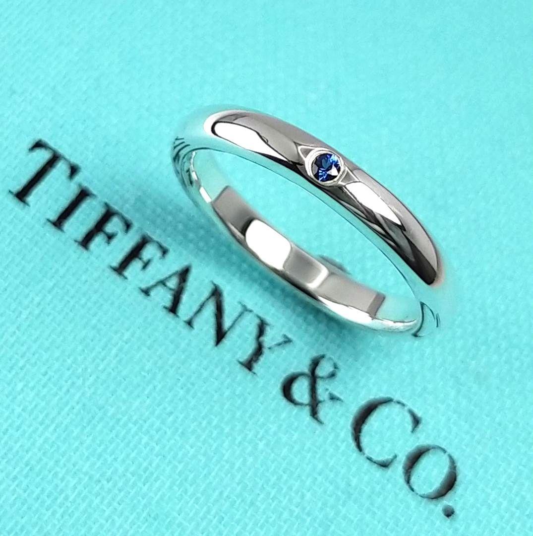◆SALE【ティファニー】スタッキングバンド　サファイア　リング　９号　2202