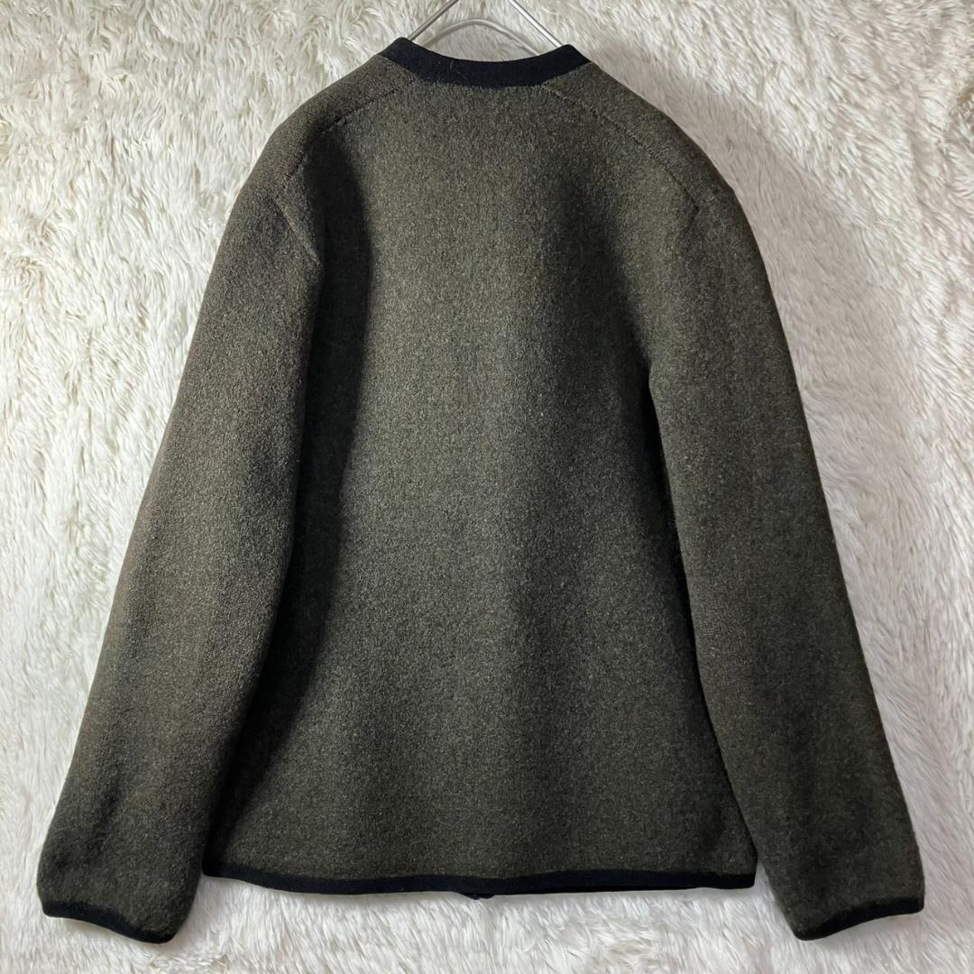美品 90s チロリアンジャケット ノーカラー ツイード グリーン 緑