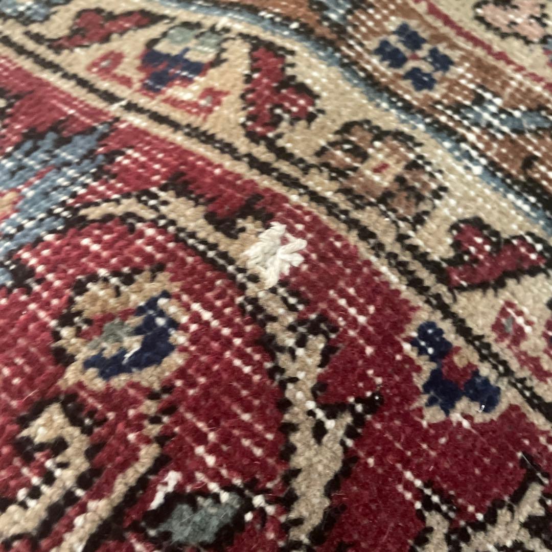 50×150 ロングランナーラグ　ネイビー×レッド　トルコヴィンテージラグ