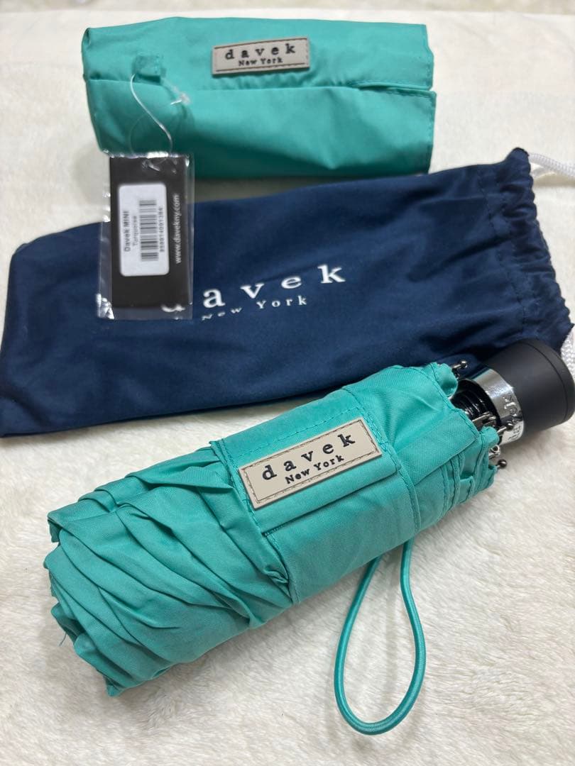 davek 折りたたみ傘 Turquoise 収納袋付き