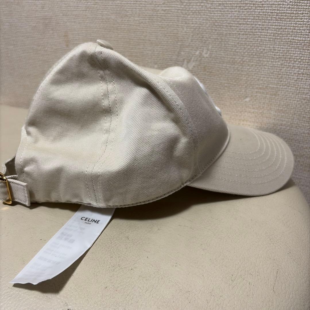 CELINE ベージュ 刺繍ロゴ キャップ