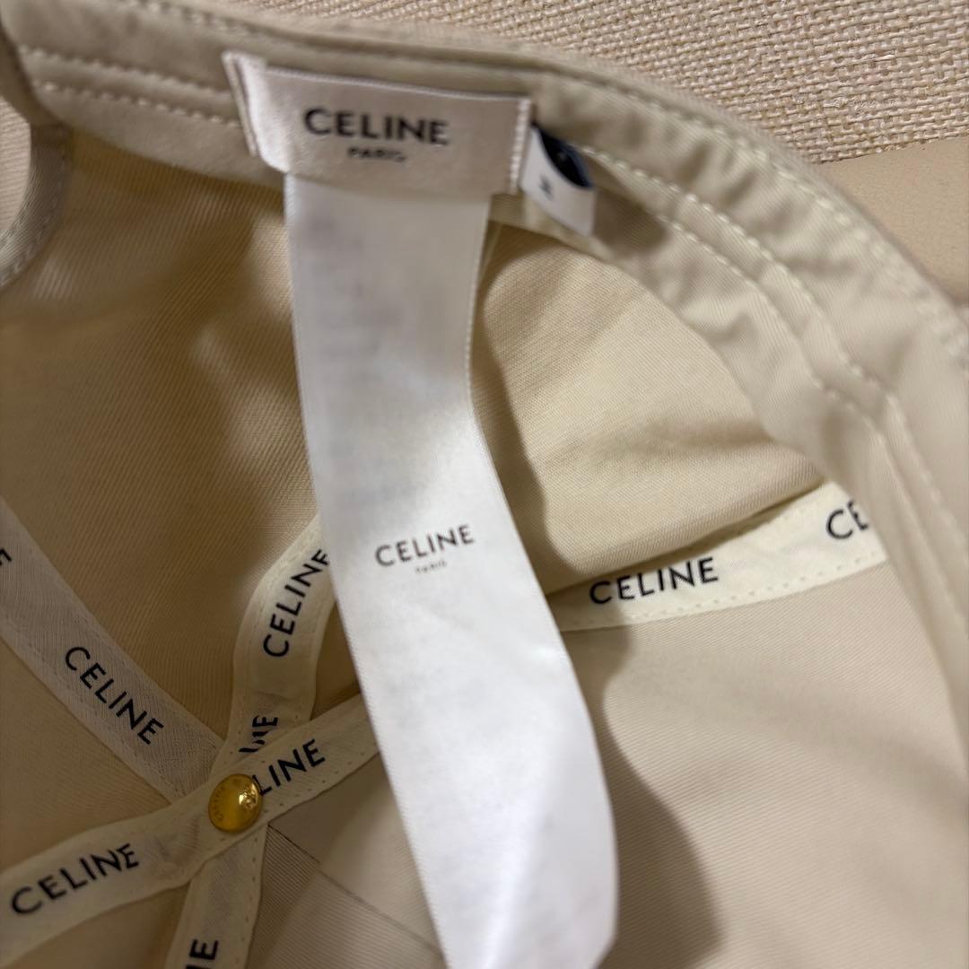 CELINE ベージュ 刺繍ロゴ キャップ