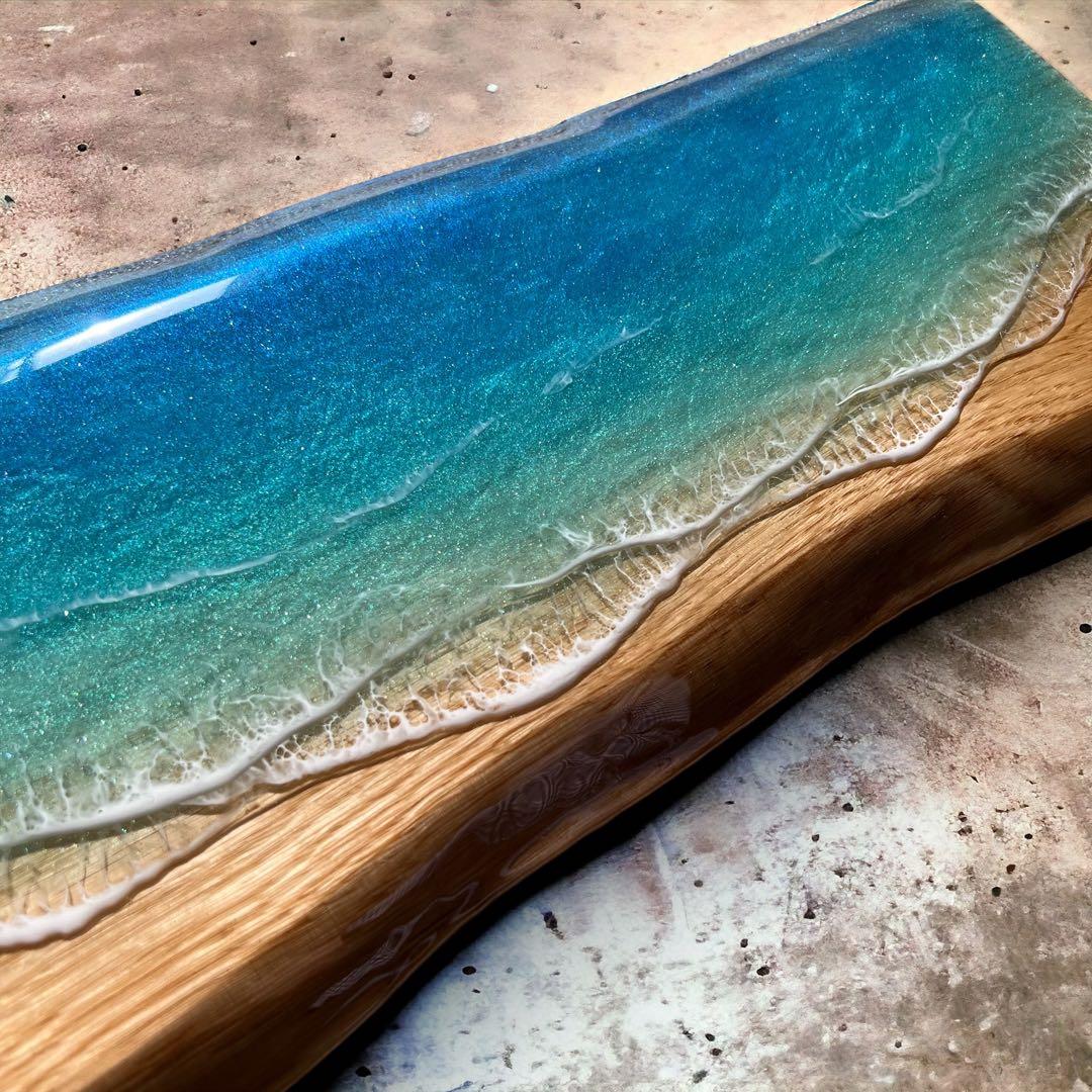 一枚板　レジン　レジンアート　海アート　インテリア　オーシャンアート　無垢