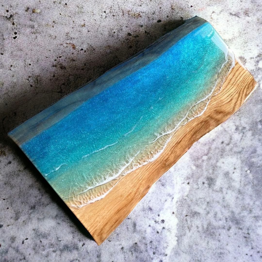 一枚板　レジン　レジンアート　海アート　インテリア　オーシャンアート　無垢