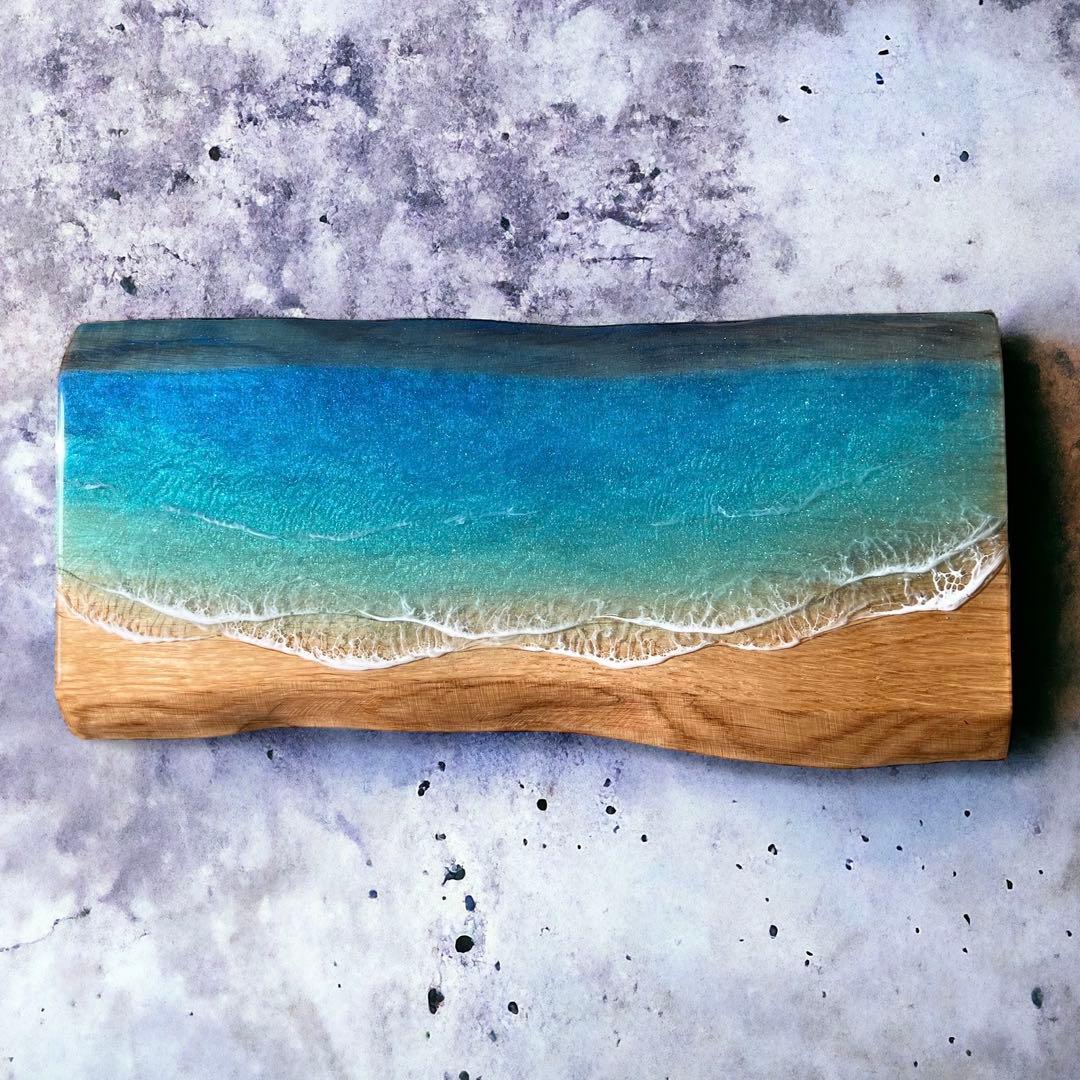 一枚板　レジン　レジンアート　海アート　インテリア　オーシャンアート　無垢