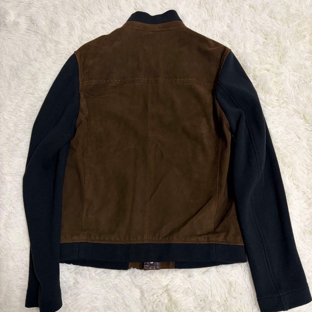 【美品】ARTISAN アルチザン　スウェード　羊革　カシミヤ　ボタン　ブラウン