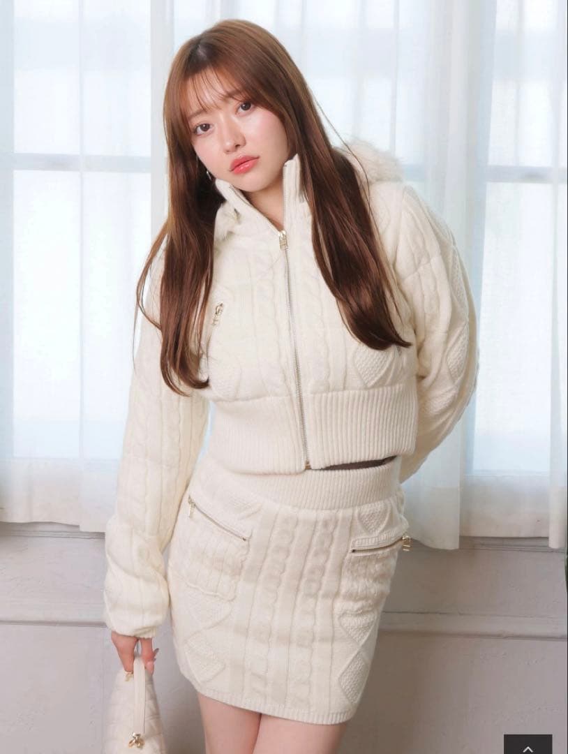 LIP SERVICE ウォームケーブルニット中綿ジャケット