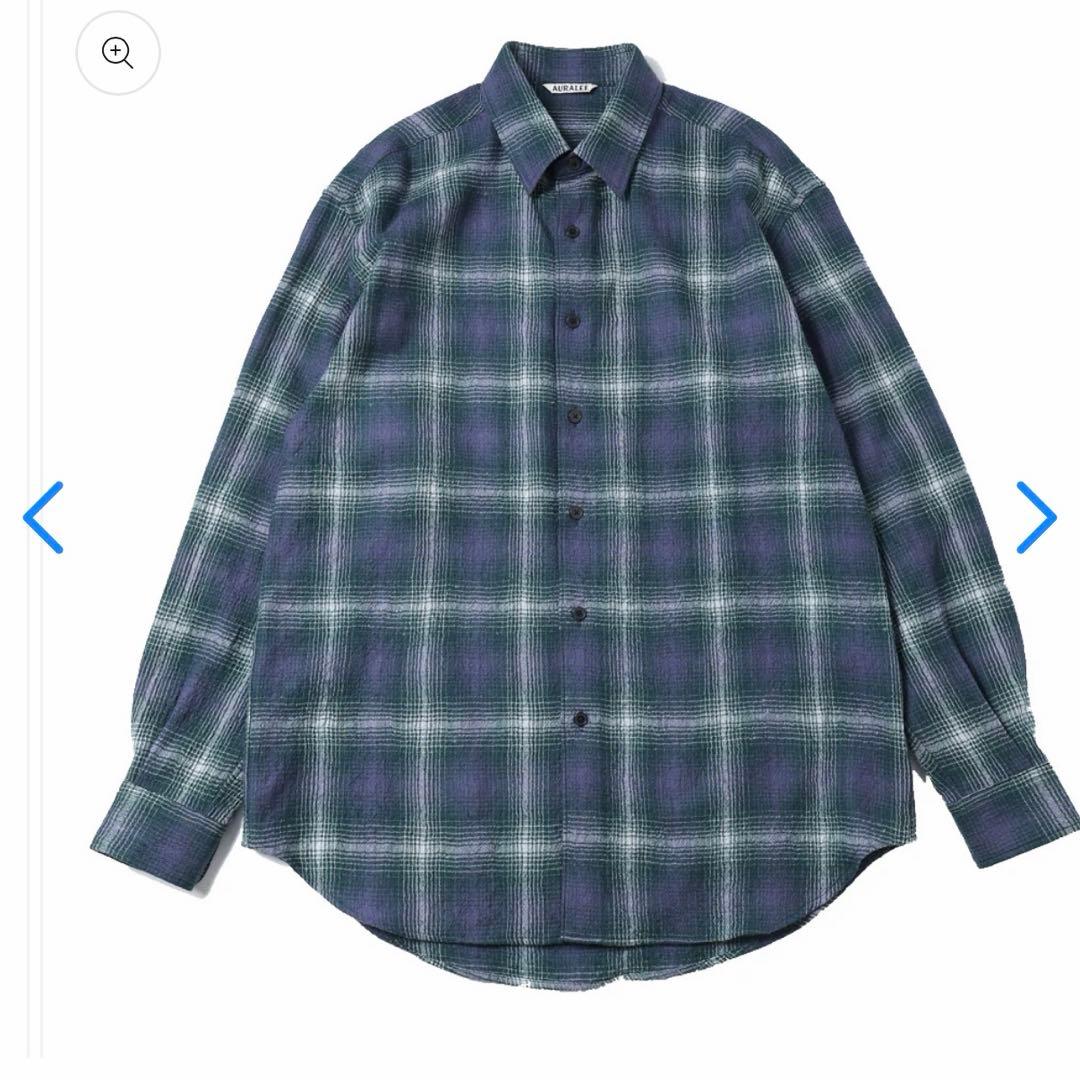 トップス AIRY WOOL CHECK SHIRT