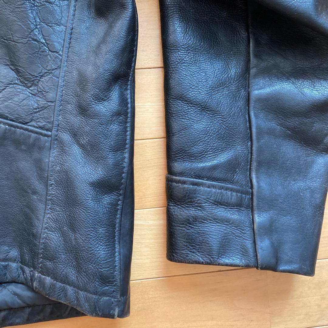 Schott ブラックレザーシングルライダースジャケット　USA製 38