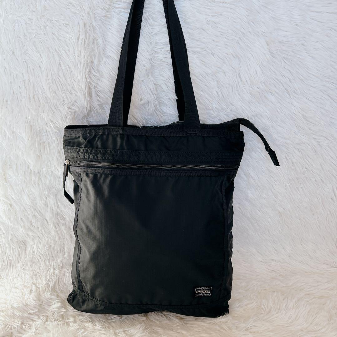 PORTER ブラック トートバッグ ナイロン A4 軽量 通勤通学　黒　肩がけ