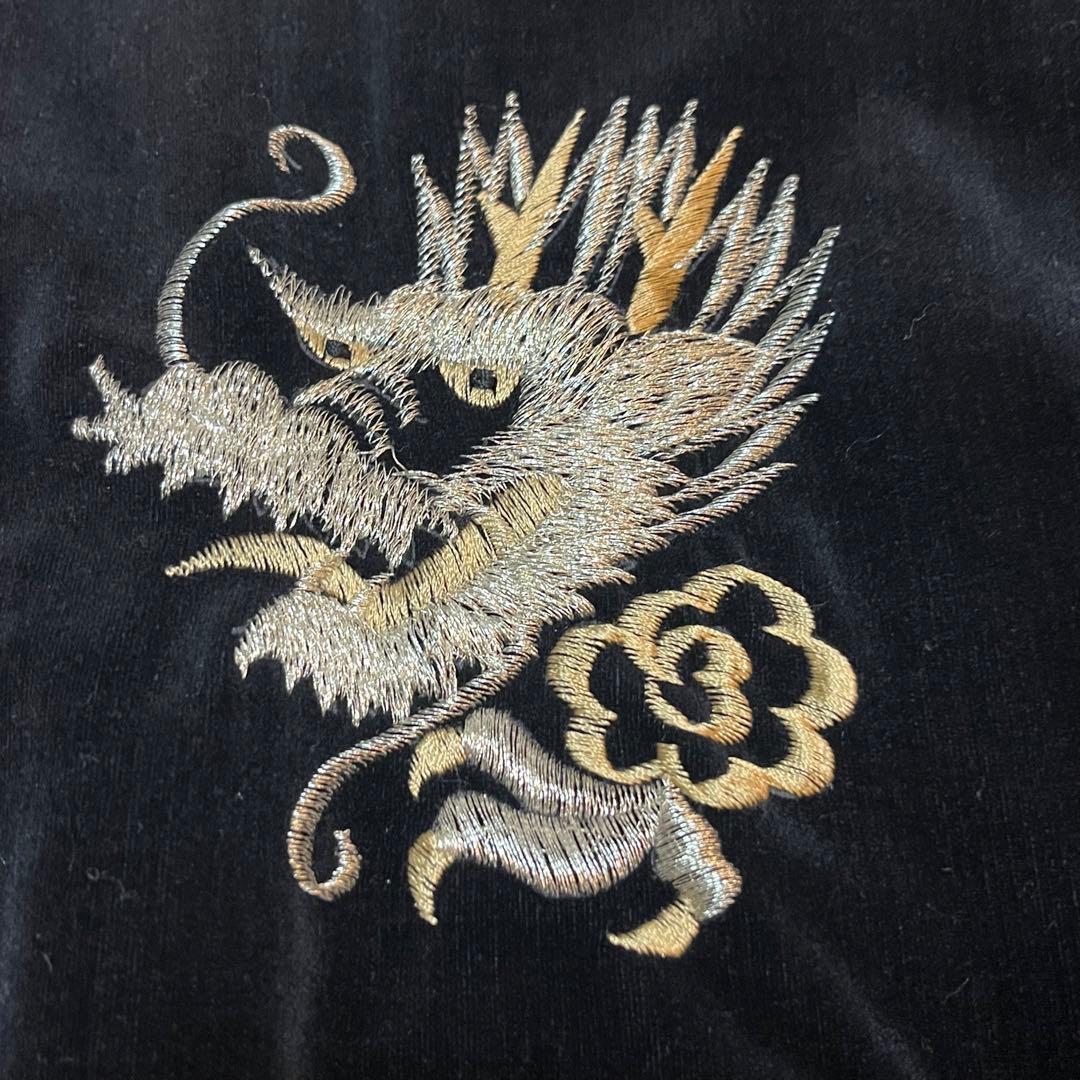 90s スカジャン　別珍　スーベニアジャケット　龍　富士　刺繍