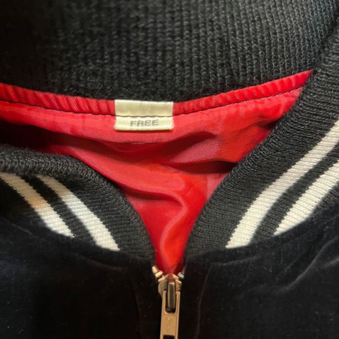 90s スカジャン　別珍　スーベニアジャケット　龍　富士　刺繍