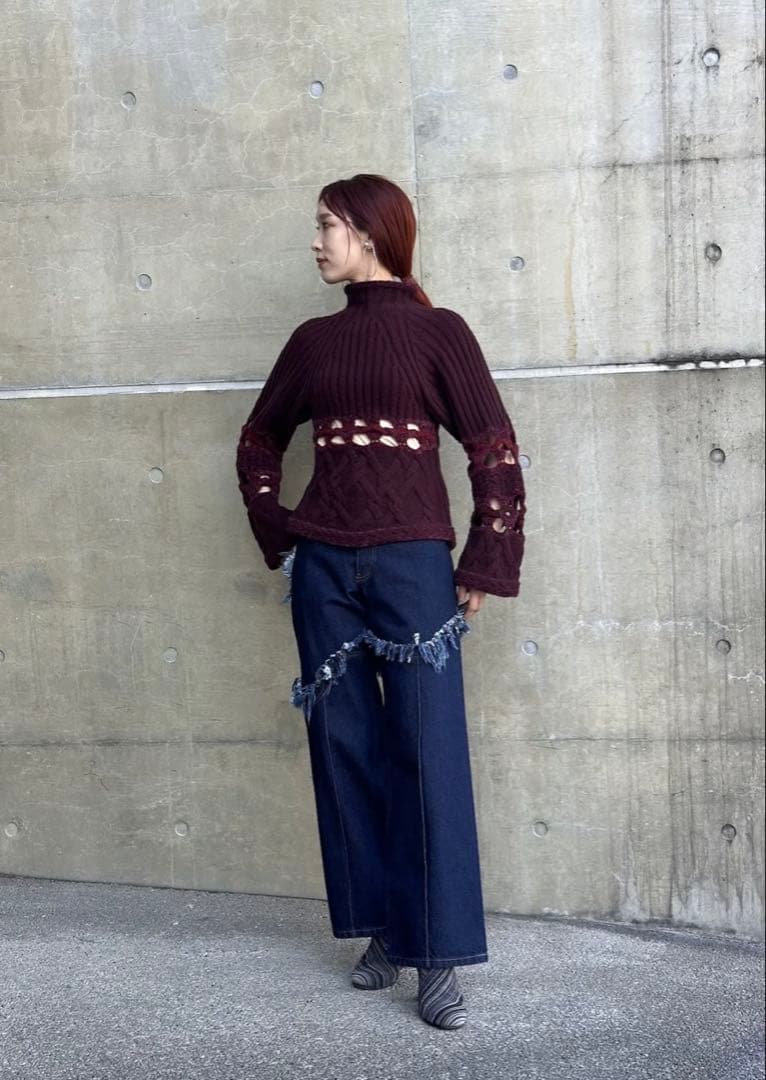 Mame Kurogouchiバスケットパターンコンビネーションニット