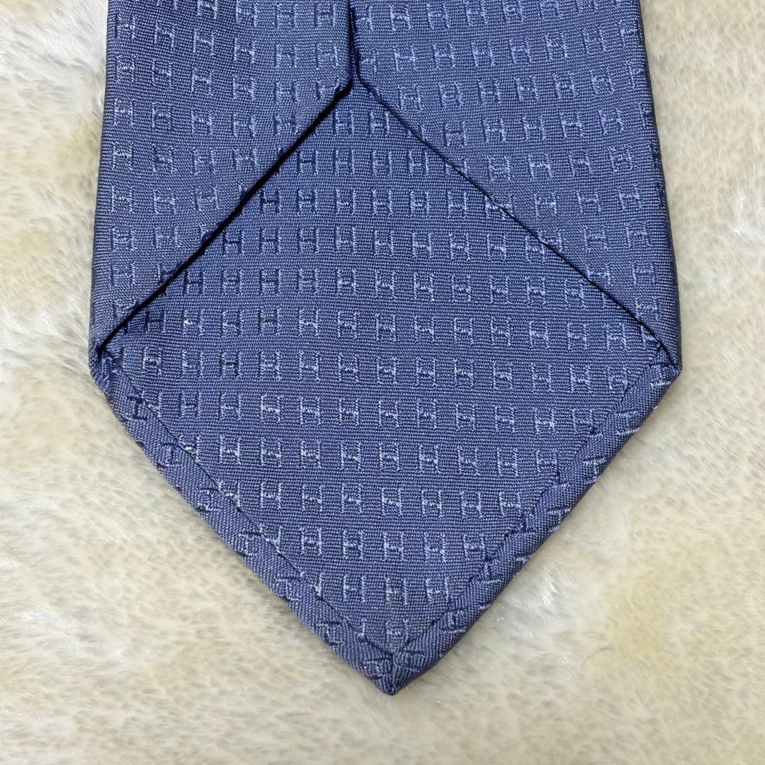 エルメス　ファソネ　H総柄　水色ライトブルー　光沢感