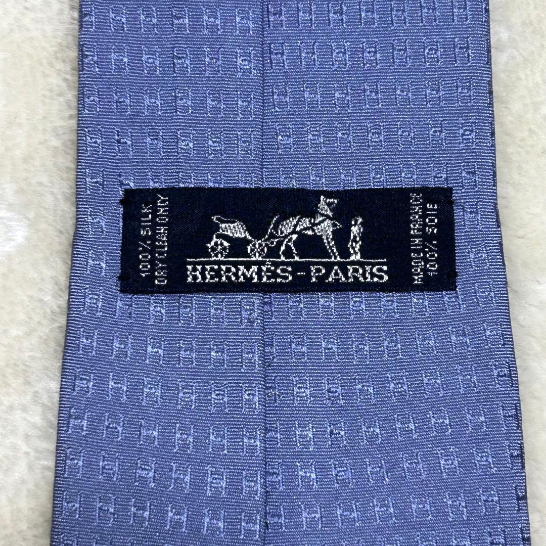 エルメス　ファソネ　H総柄　水色ライトブルー　光沢感