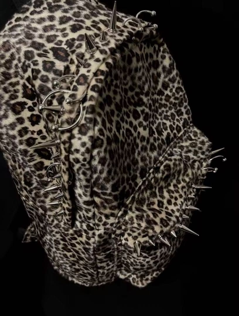 【新品】レオパード スタッズ archive リュック y2k ヒョウ柄 地雷