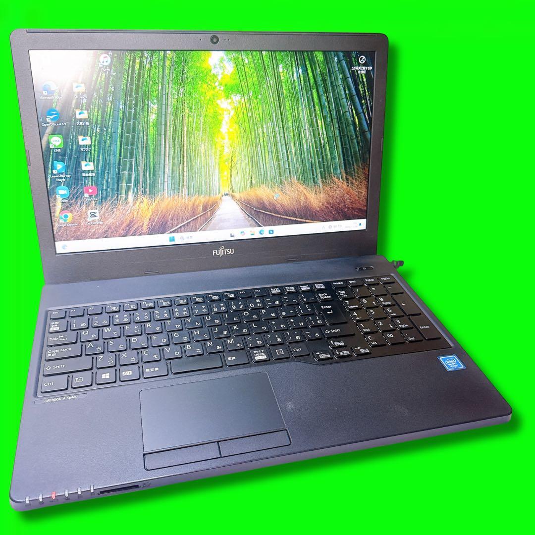 大人気❤️ブラックノートパソコン❤️家計簿作成やDVD鑑賞❤️すぐ使えるFUJITSU